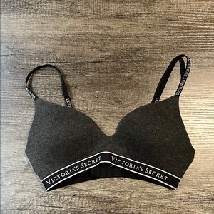 Victoria's Secret Dark Gray Wireless Logo Bralette